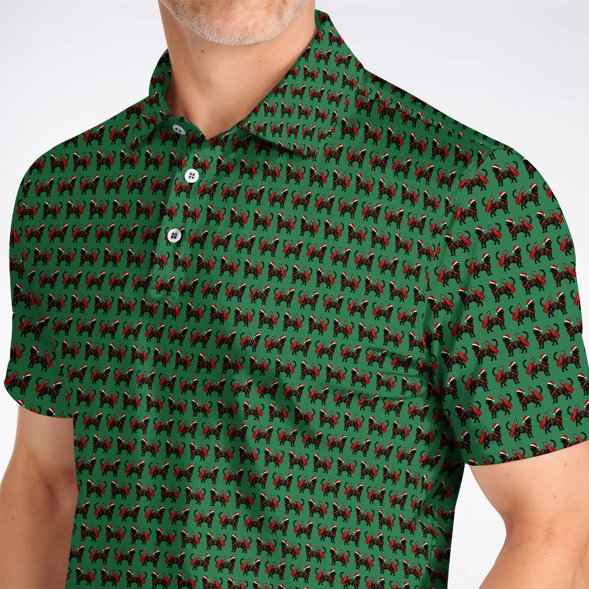 Black Cat Christmas Golf Shirt, Crazy Cats Golf Polos For Xmas Holiday, Golf Gift For Cat Loving Golfer