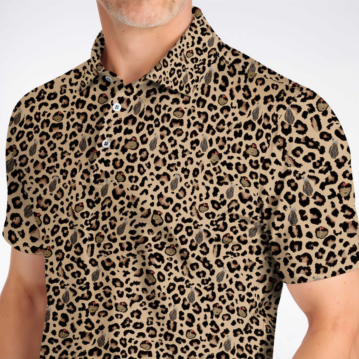 Crazy Leopard Golf Polos, Golf Gift For Golfer, Leopard Pattern Golf Shirt