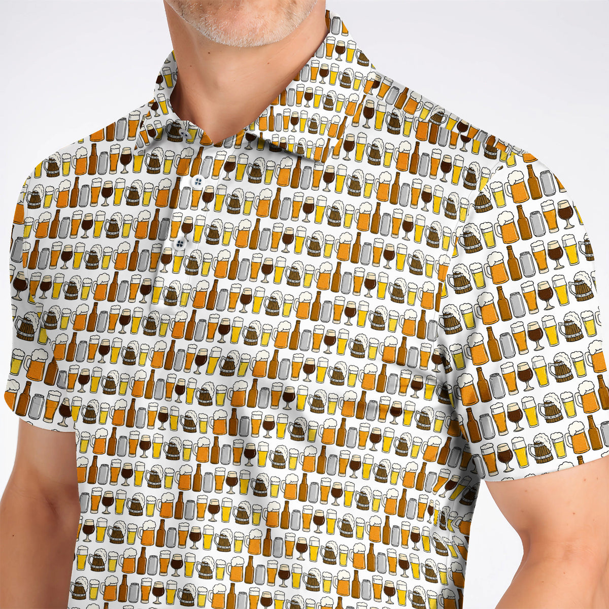 Beer Pattern Golf Polos, Funny Beer Lover Golf Shirt, Golf Gift For Beer Lovers