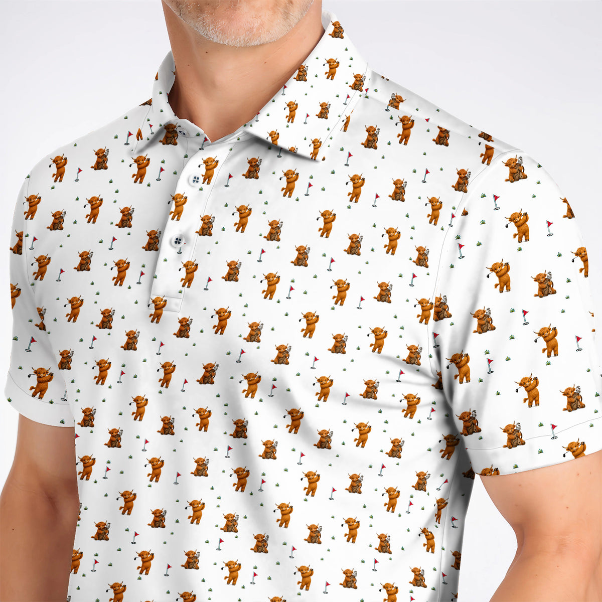 Highland Cow Swing Polos, Highland Cow Golfer Shirt, Crazy Golf Gift For Golfer