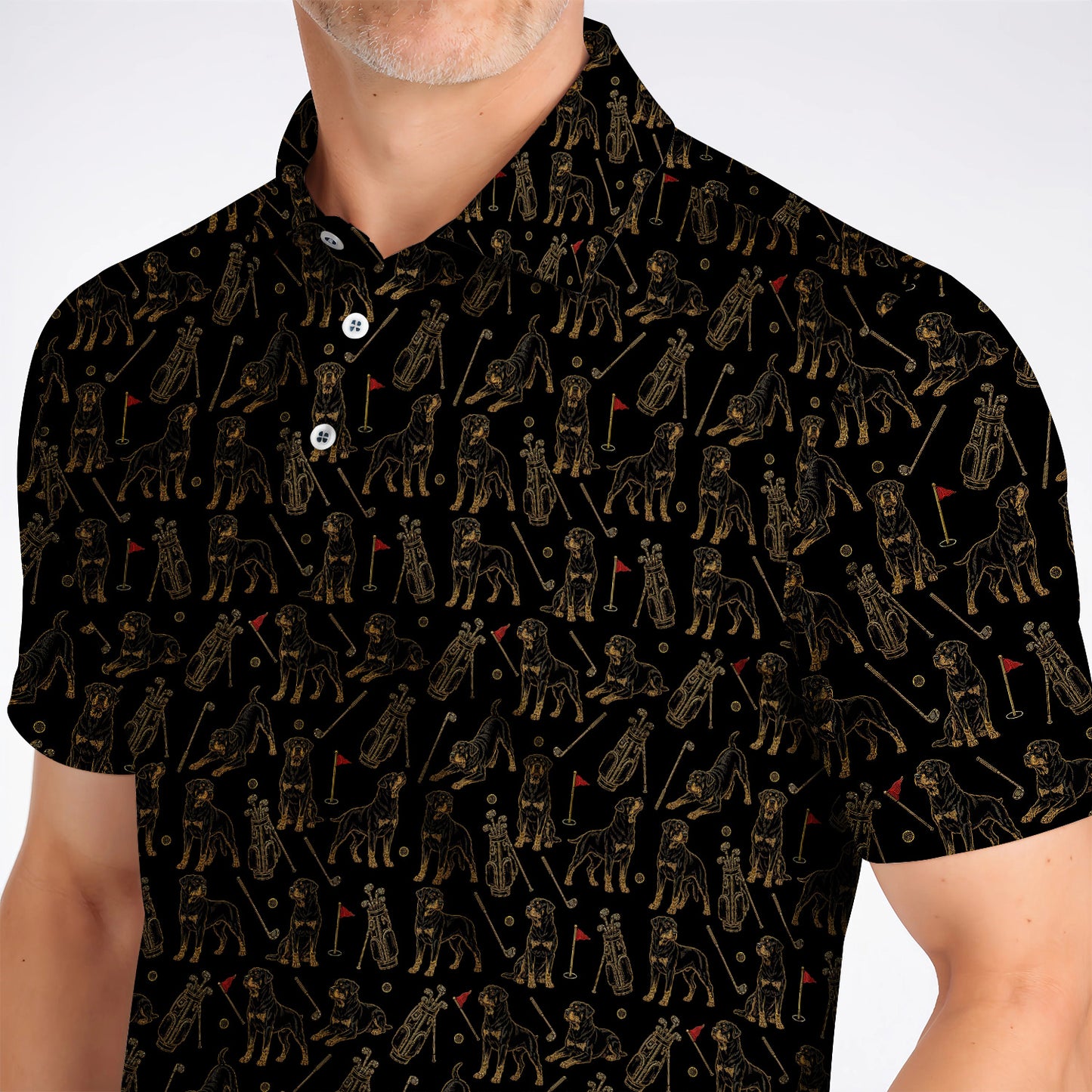 Crazy Rottweiler Golf Polos, Rottweiler Dog Pattern Golf Shirt, Golf Gift For Golfer