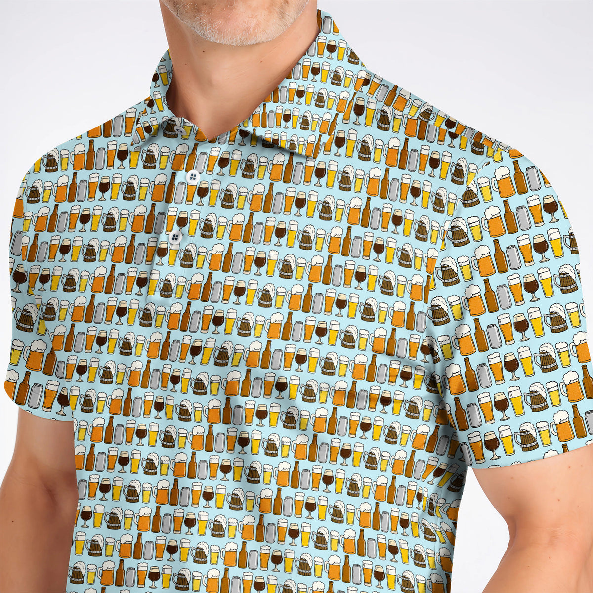 Beer Pattern Golf Polos, Funny Beer Lover Golf Shirt, Golf Gift For Beer Lovers