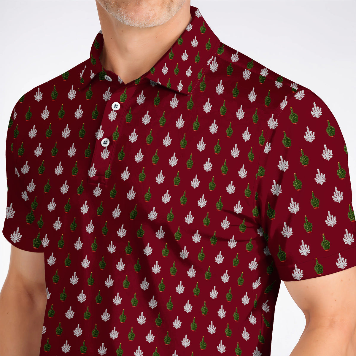 Christmas Tree Pattern Golf Polos, Xmas Golf Shirt, Funny Golf Gift For Golfer