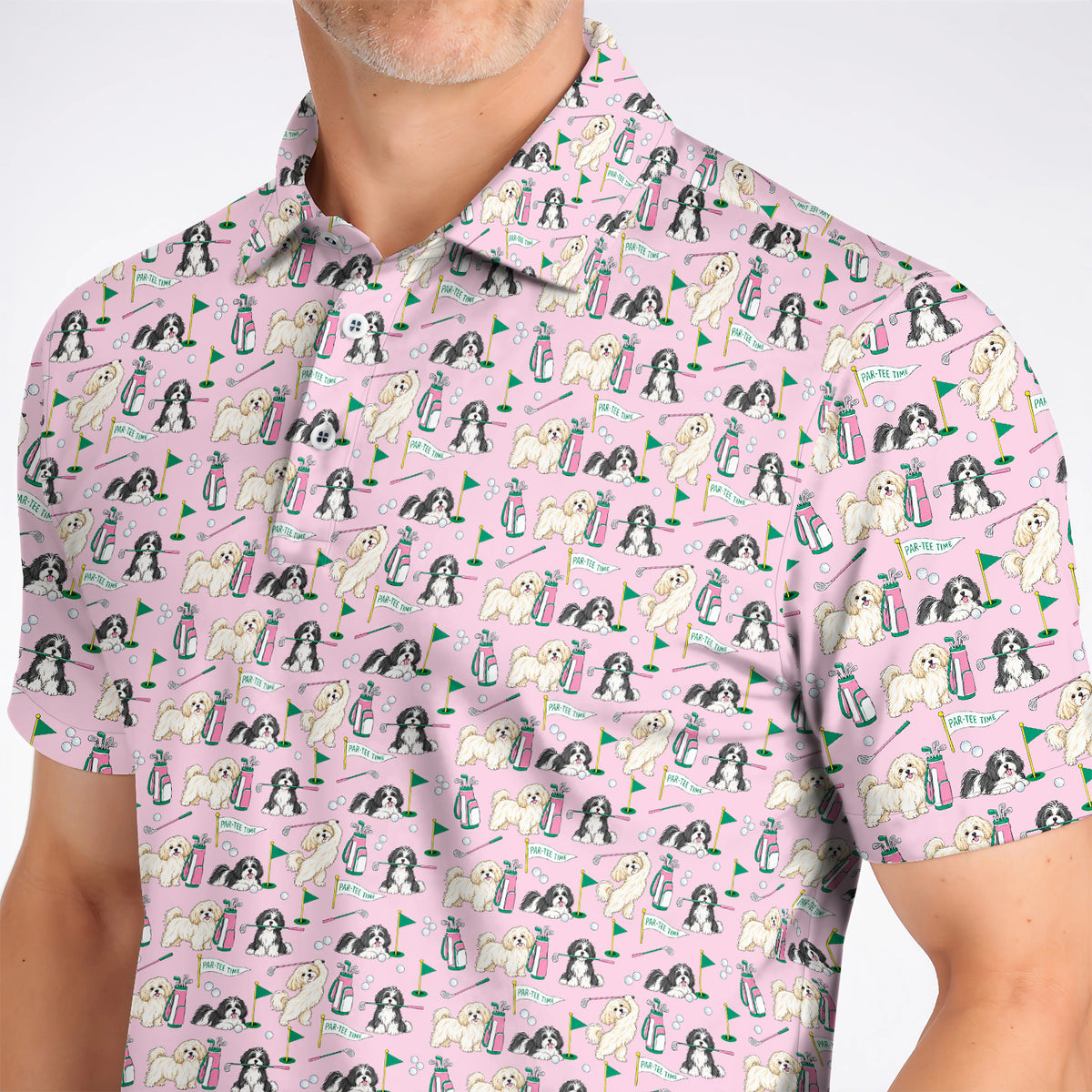 Havanese Pattern Golf Polos, Cute Havanese Golf Shirt, Crazy Golf Gift for Golfer