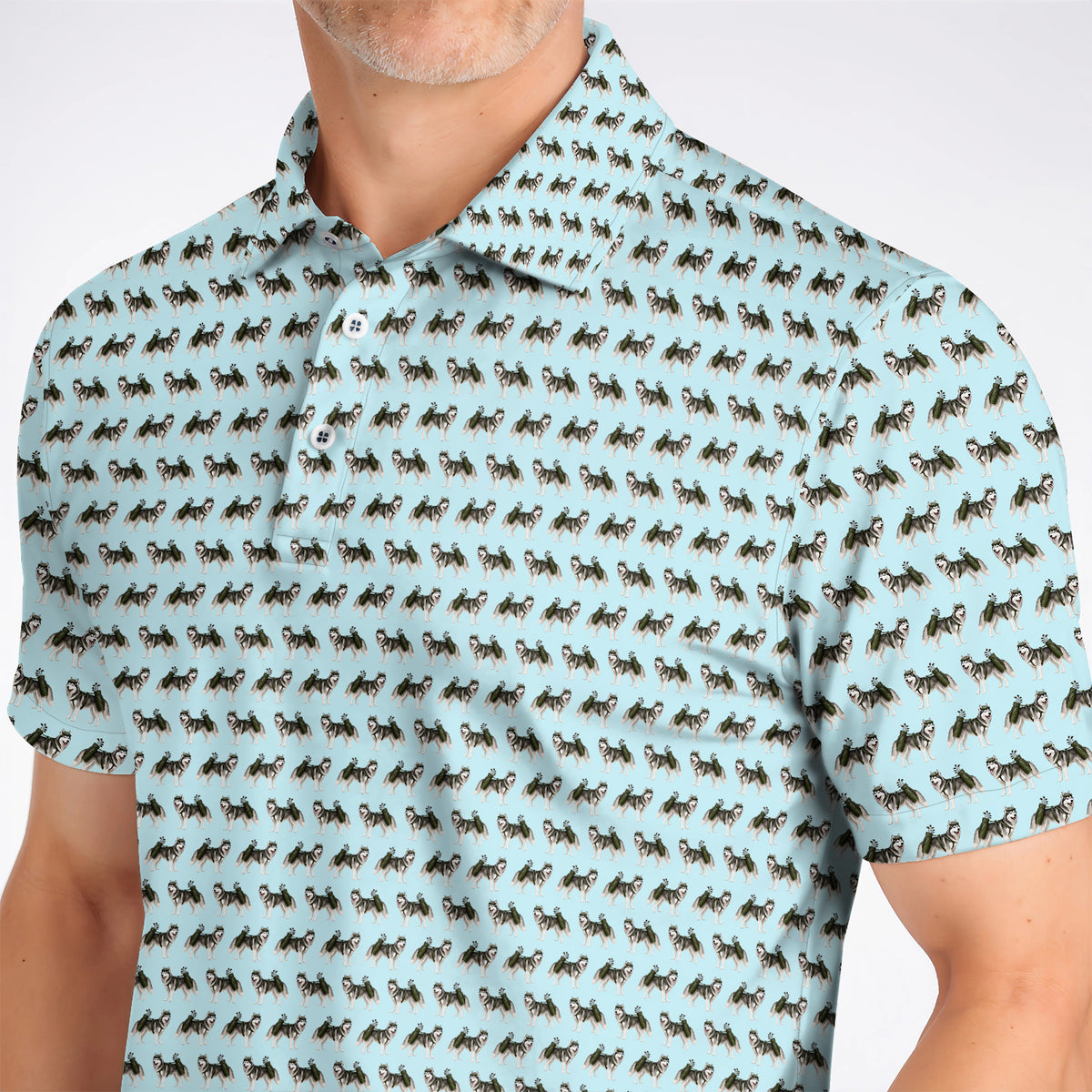 Husky Golf Polos, Husky Sibir Pattern Golf Shirt For Golfer, Funny Golf Gift For Dog Lover