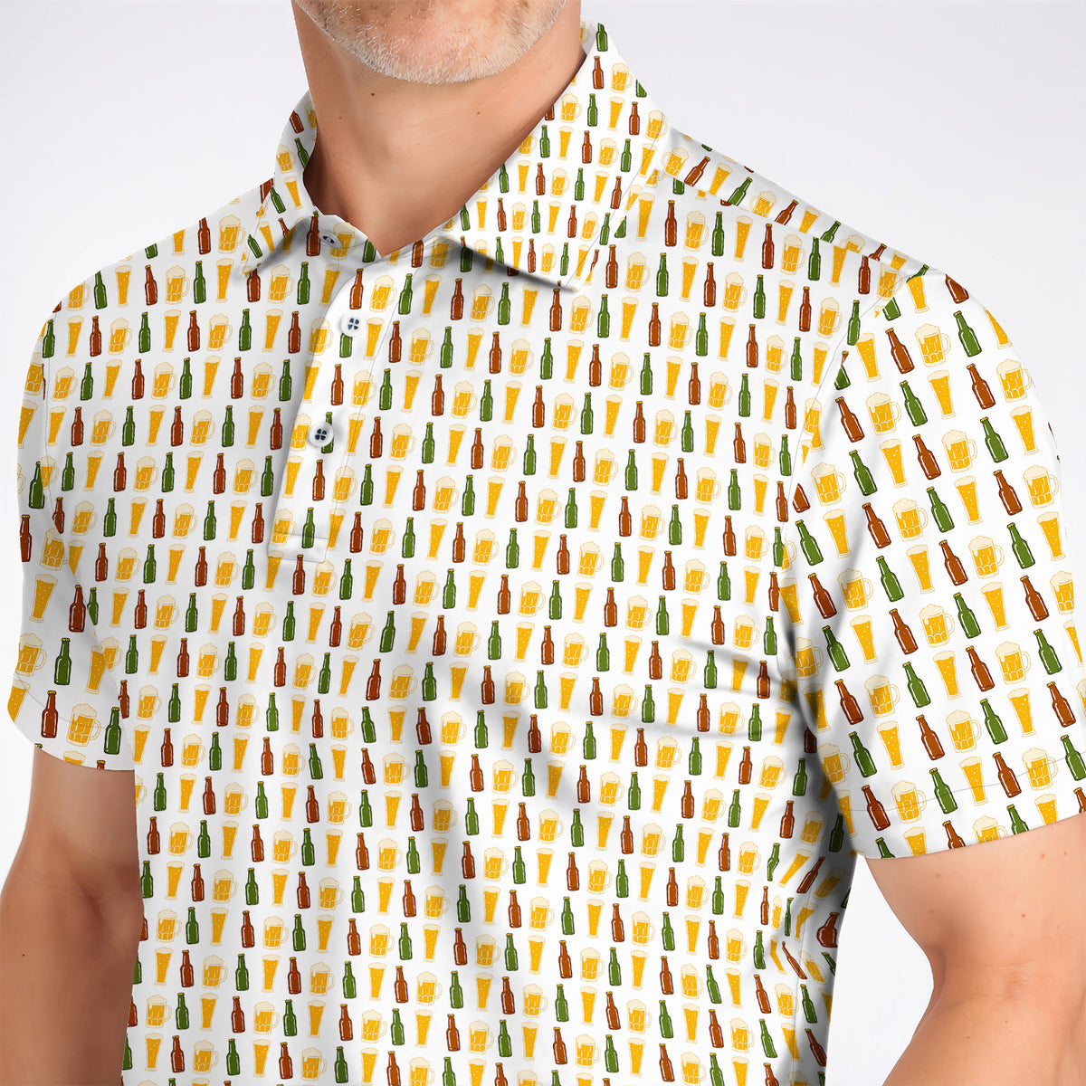 Beer Bottles Golf Polos, Vintage Beer Pattern Golf Shirt, Funny Golf Gift For Golfer
