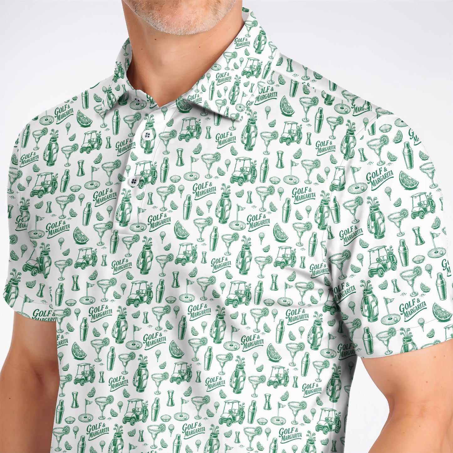 Golf & Margarita Pattern Golf Polos , Margarita Lover Golf Shirt, Funny Golf Gift For Golfer