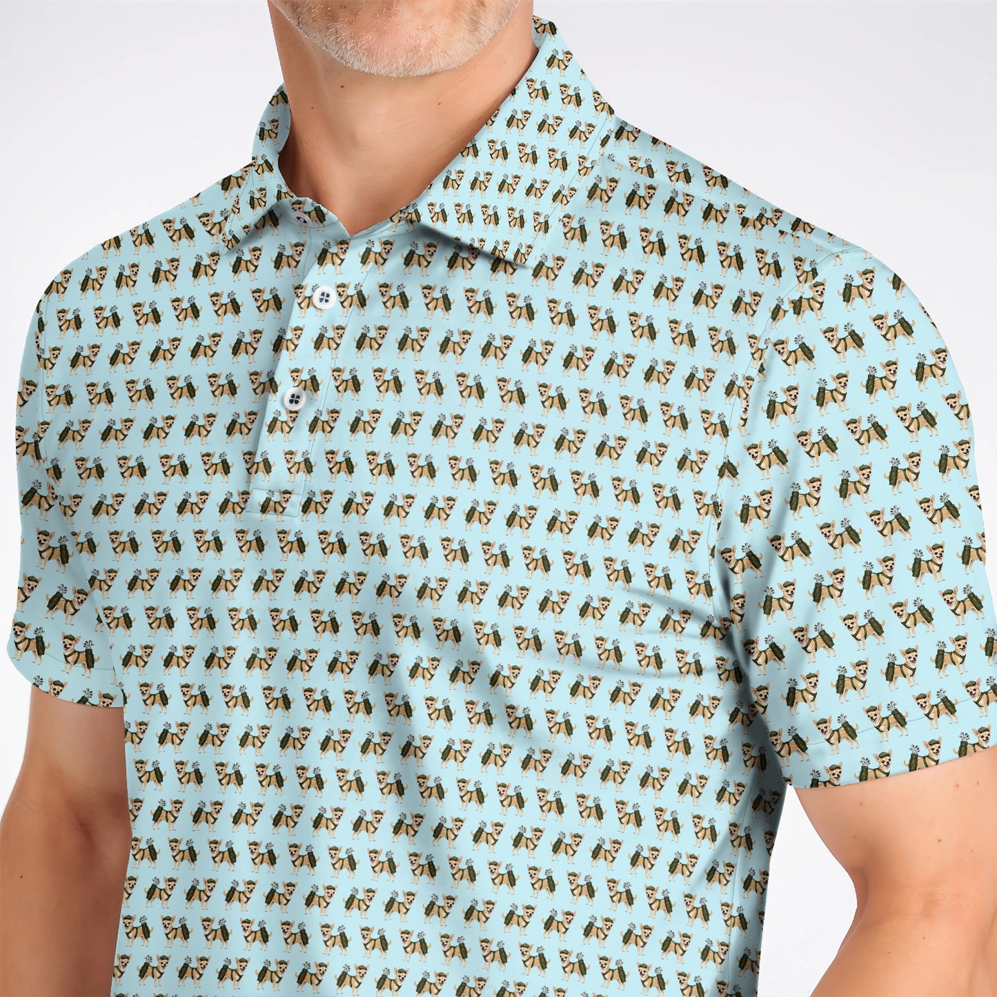 Crazy Chihuahua Golf Shirt, Cute Chihuahua Golf Pattern Polos for Dog Lovers, Golf Gift For Golfer