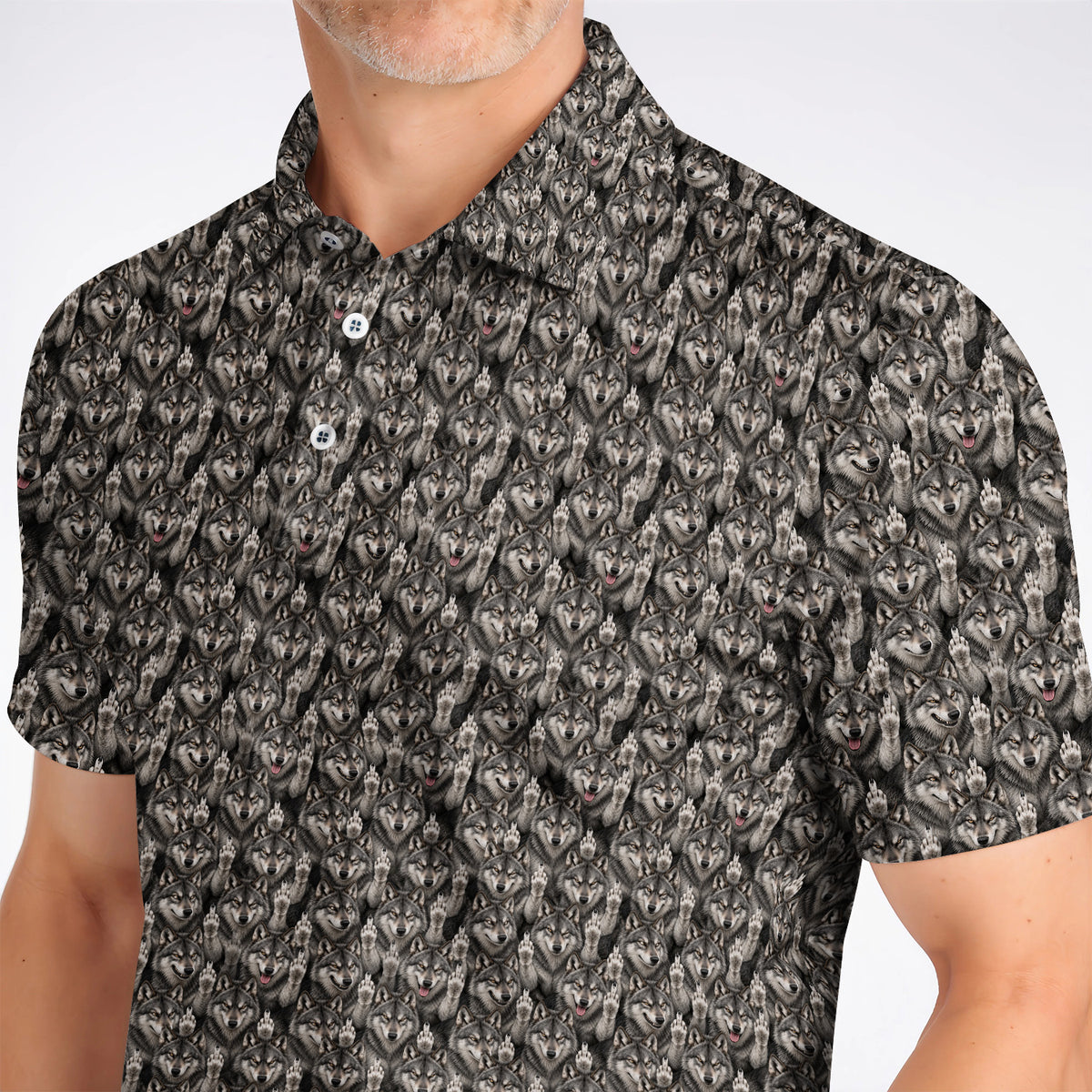 Crazy Wolf Golf Polos, Wolf Golf Pattern Shirt, Golf Gift for Golfers