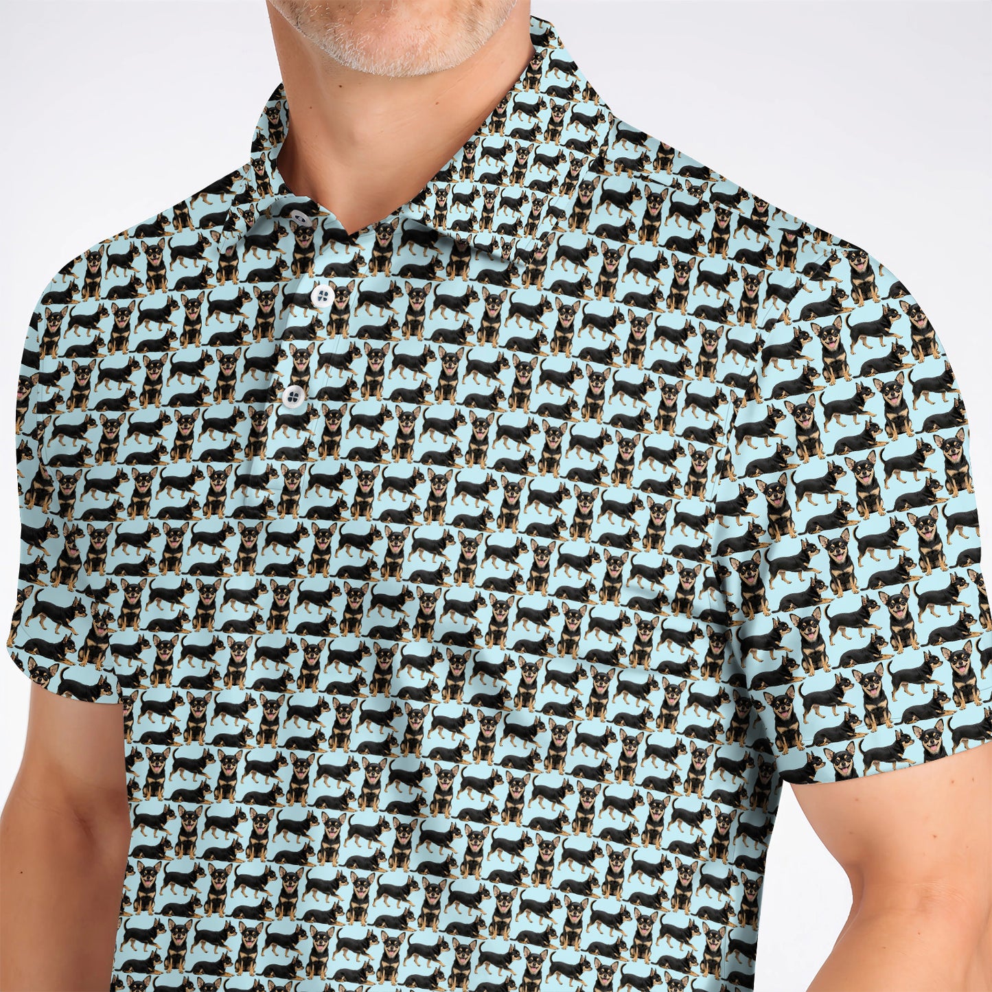 Funny Black Chihuahua Golf Shirt, Cute Chihuahua Golf Pattern Polos, Dog Lovers Golf Gift For Golfer