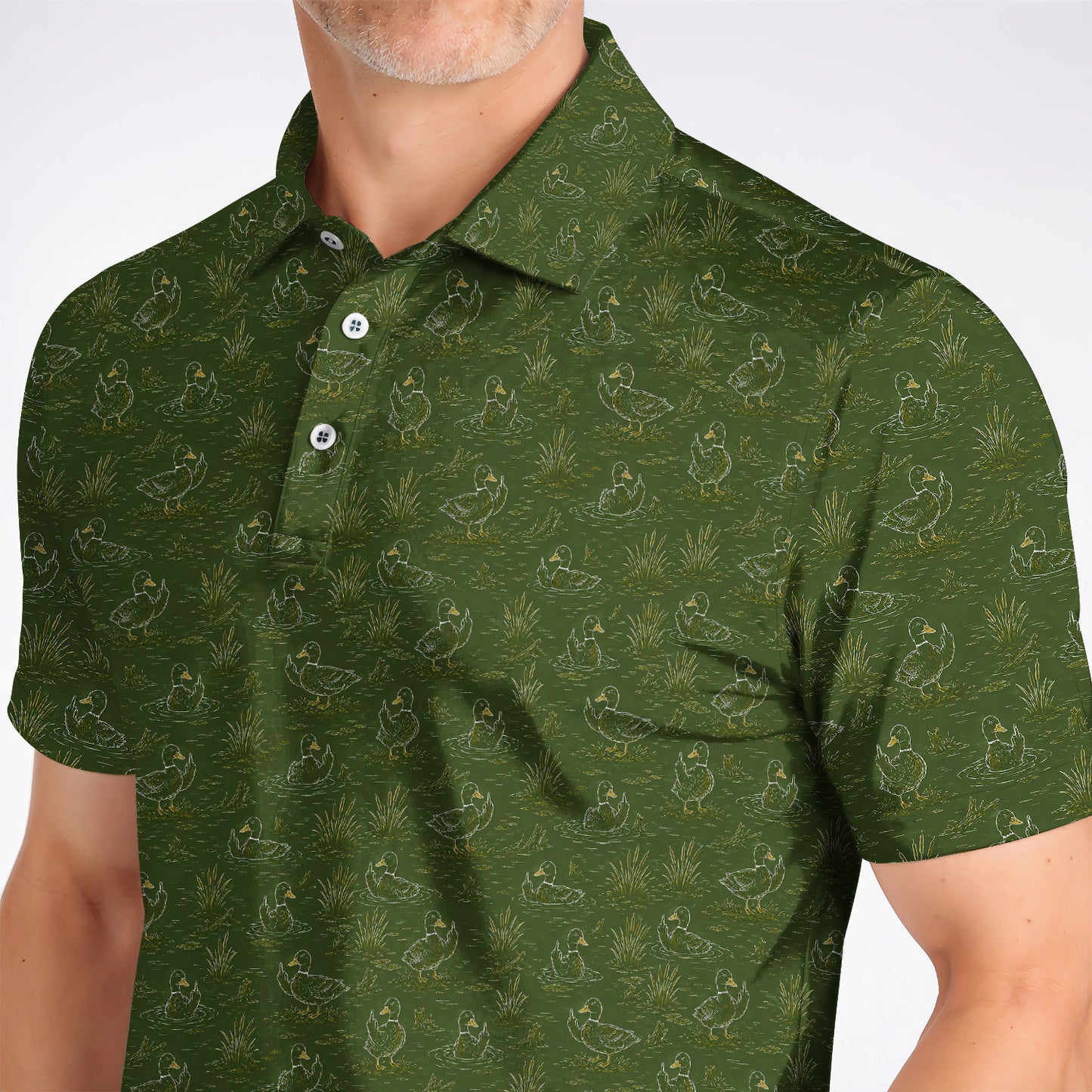 Funny Duck Hunting Golf Polos, Vintage Waterfowl Pattern Golf Shirt, Golf Gift For Golfer