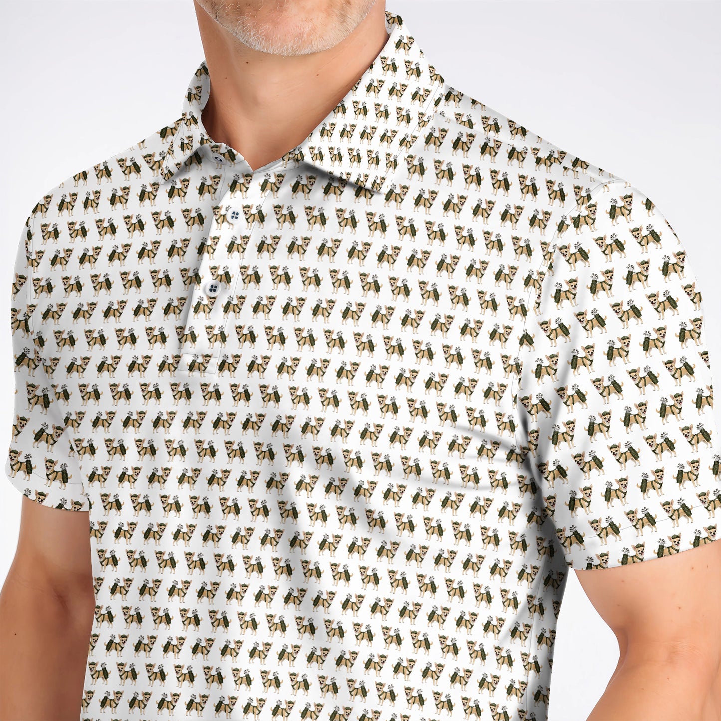 Crazy Chihuahua Golf Shirt, Cute Chihuahua Golf Pattern Polos for Dog Lovers, Golf Gift For Golfer