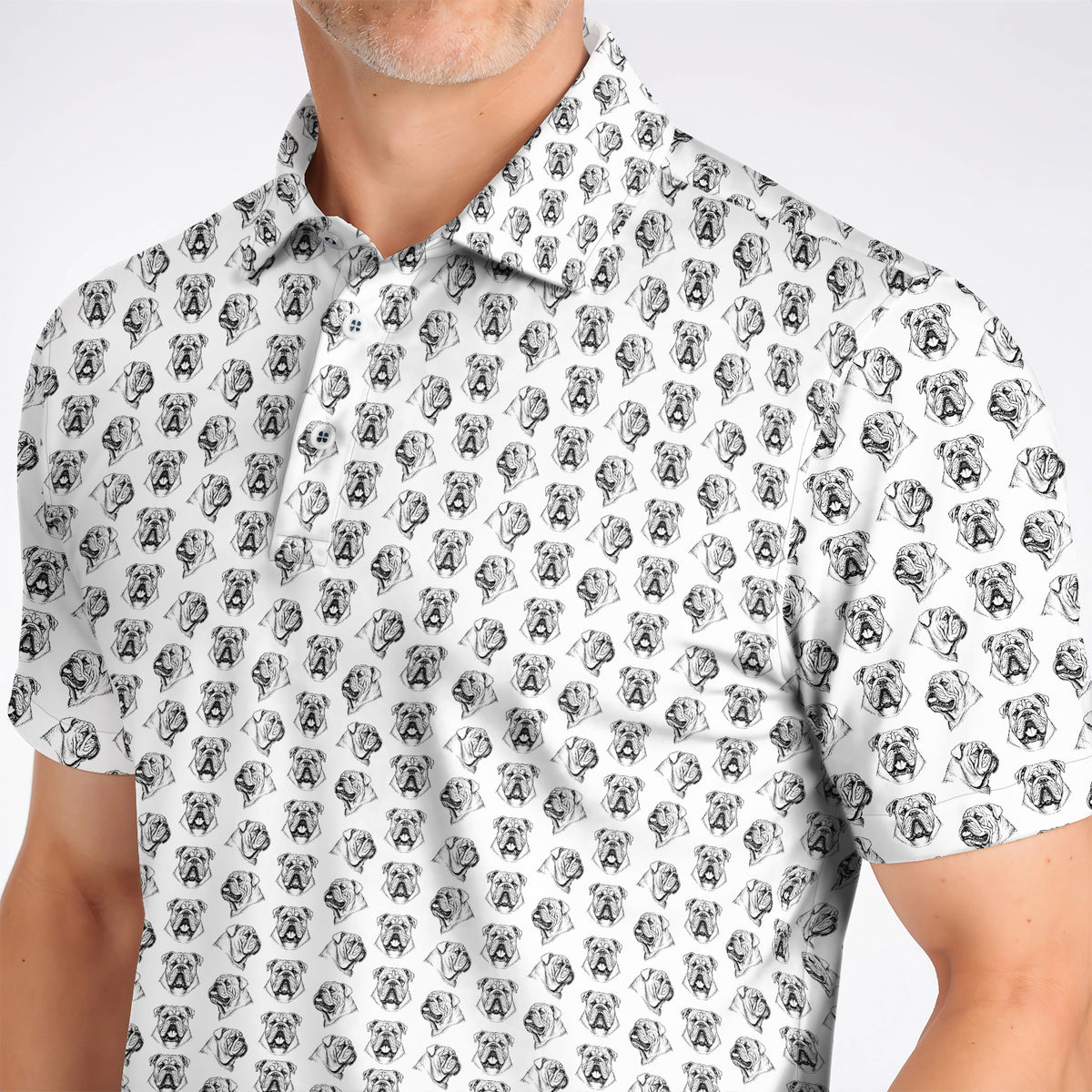 English Bulldog Golf Pattern Polos, Bulldog Golf Shirt, Crazy Golf Gift For Golfers