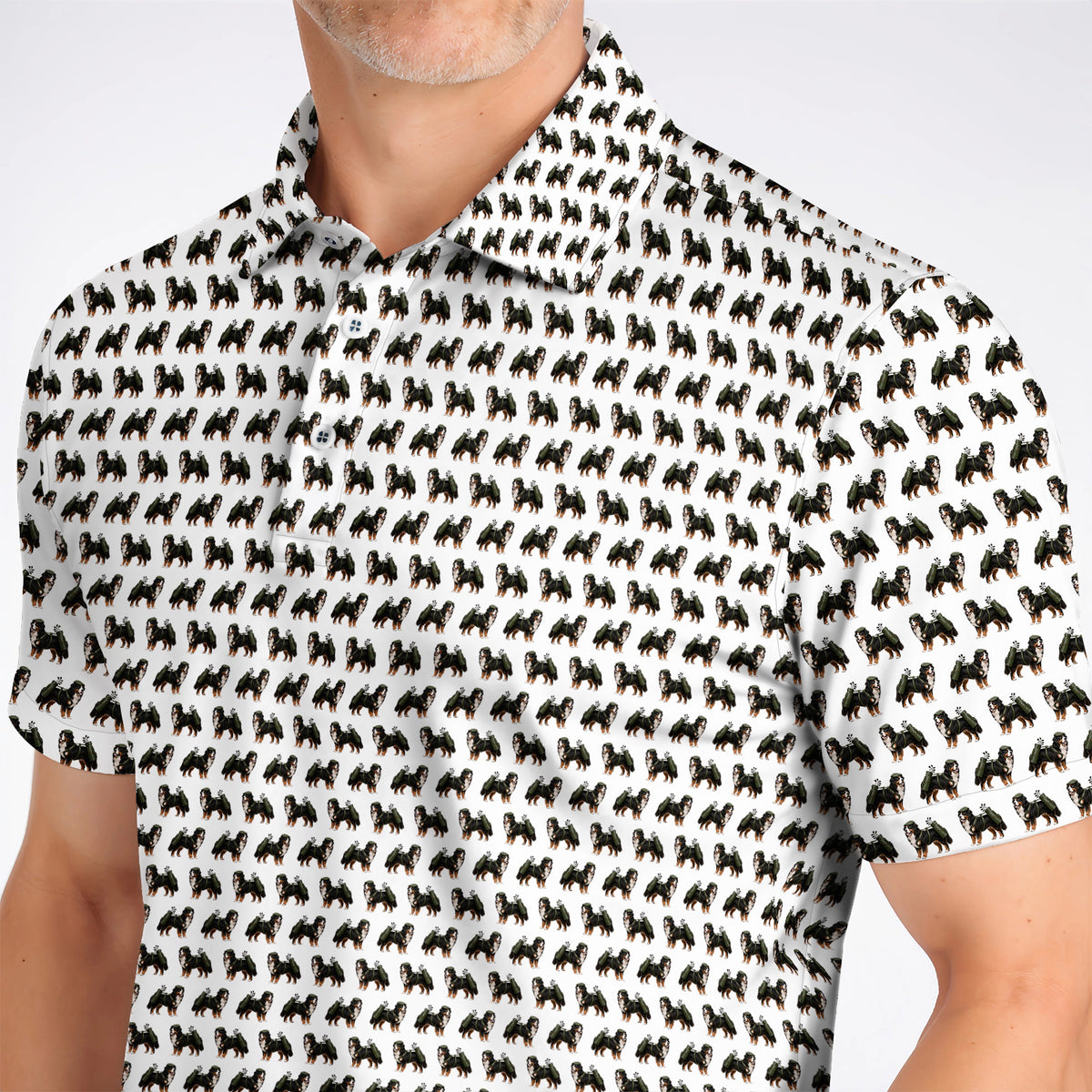 Funny Bernese Mountain Golf Pattern Polos, Bernese Golf Shirt For Dog Lover, Golf Gift For Golfer