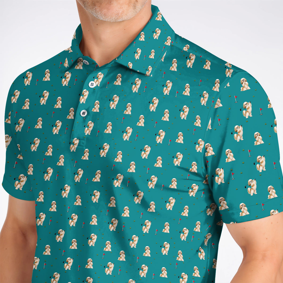 Funny Shih Tzu Golf Polos, Cute Shih Tzu Pattern Golf Shirt, Golf Gift For Dog Lovers