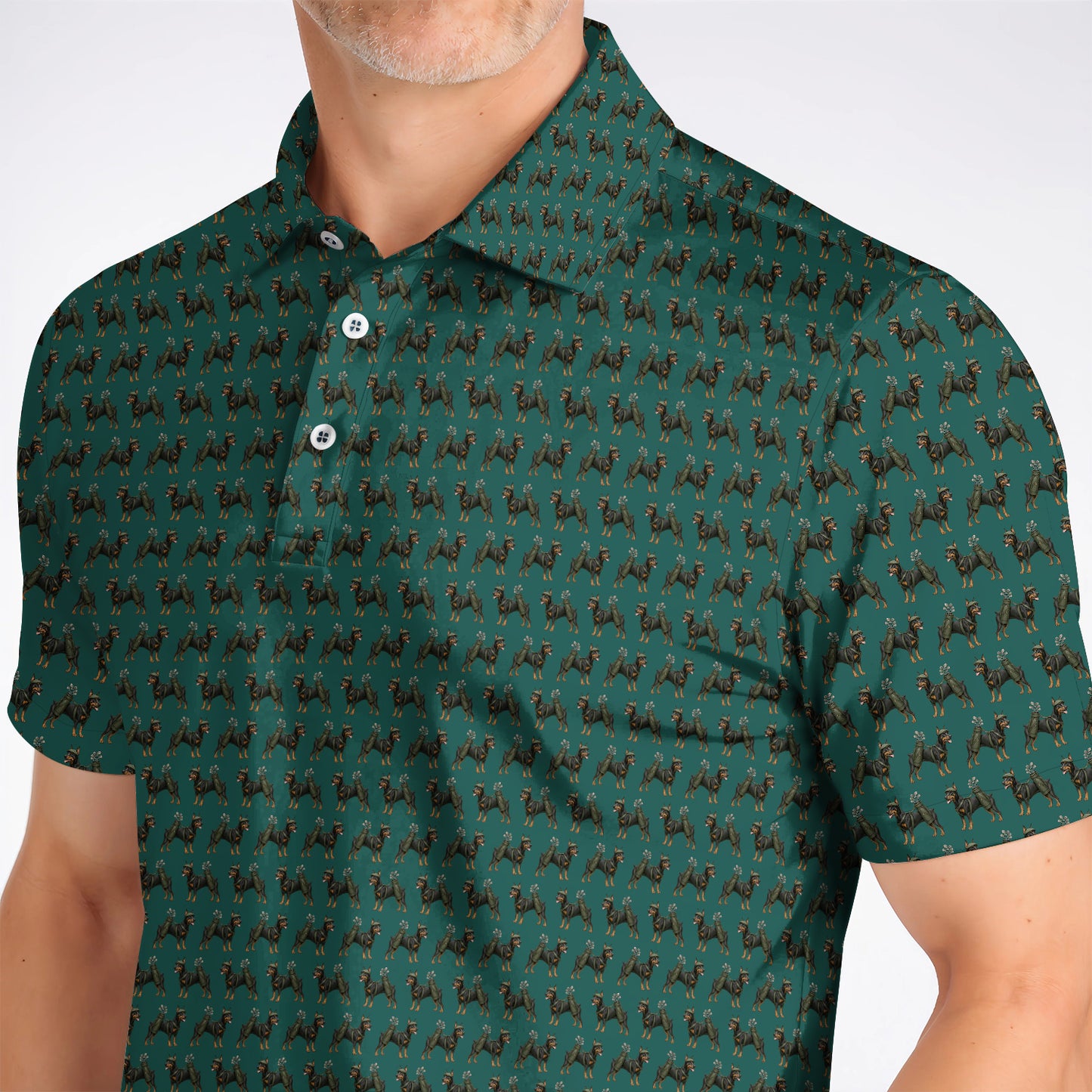 Doberman Golf Polos, Crazy Doberman Pattern Golf Shirt, Dog Lover Golf Gift