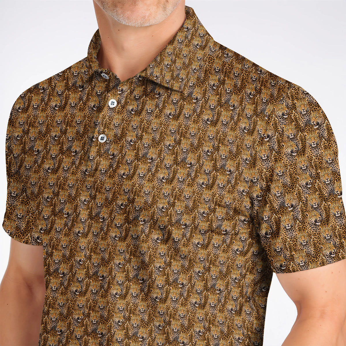 Funny Leopard Golf Shirt, Bold Leopard Pattern Golf Polos, Wild Safari Gift For Golf Lovers