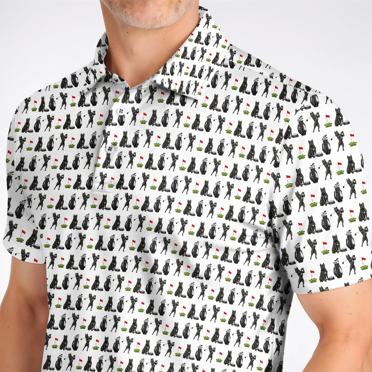 Cane Corso Golf Polos, Black Cane Corso Golf Pattern Shirt for Dog Lovers, Funny Golf Gift for Golfers
