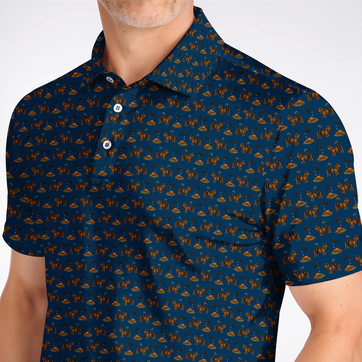 Funny Dachshund Golf Shirt, Halloween Wiener Dog Pattern Golf Polos, Golf Gift for Golfer