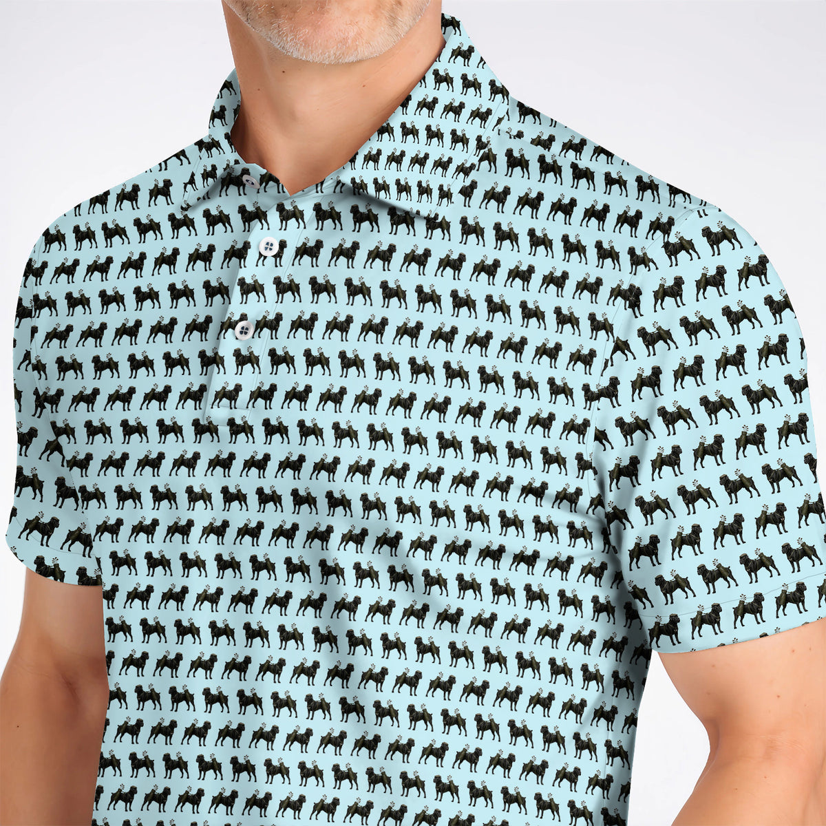 Cane Corso Pattern Golf Polos, Black Cane Corso Golf Shirt for Dog Lovers, Crazy Golf Gift for Golfers