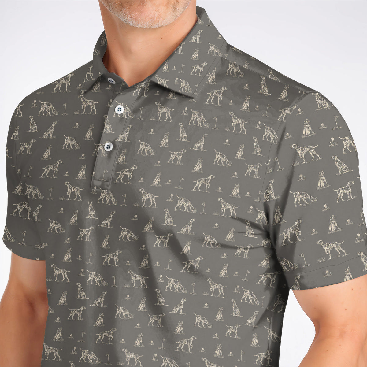 German Shorthaired Pointer Golf Shirt, Crazy Pointer Pattern Golf Polos, Golf Gift For Golfer