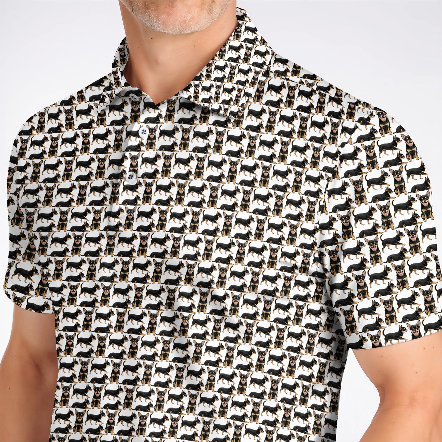 Funny Black Chihuahua Golf Shirt, Cute Chihuahua Golf Pattern Polos, Dog Lovers Golf Gift For Golfer