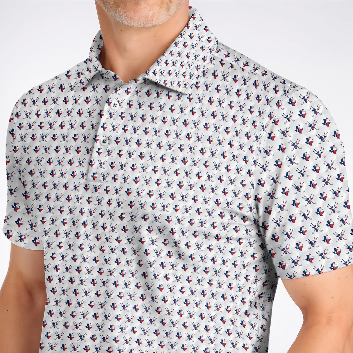 Texas Longhorn Golf Polos, Texas Flag Golf Pattern Shirt, Western Longhorn Golf Gift For Golfer