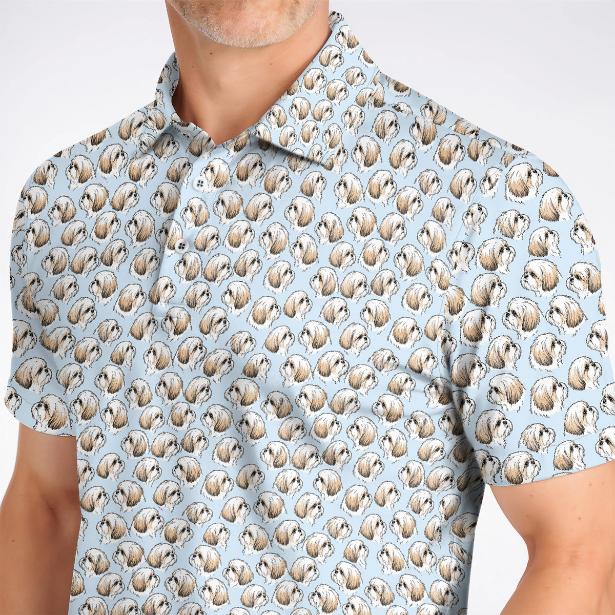 Shih Tzu Golf Shirt, Cute Shih Tzu Pattern Golf Polos, Crazy Golf Gift For Dog Lover