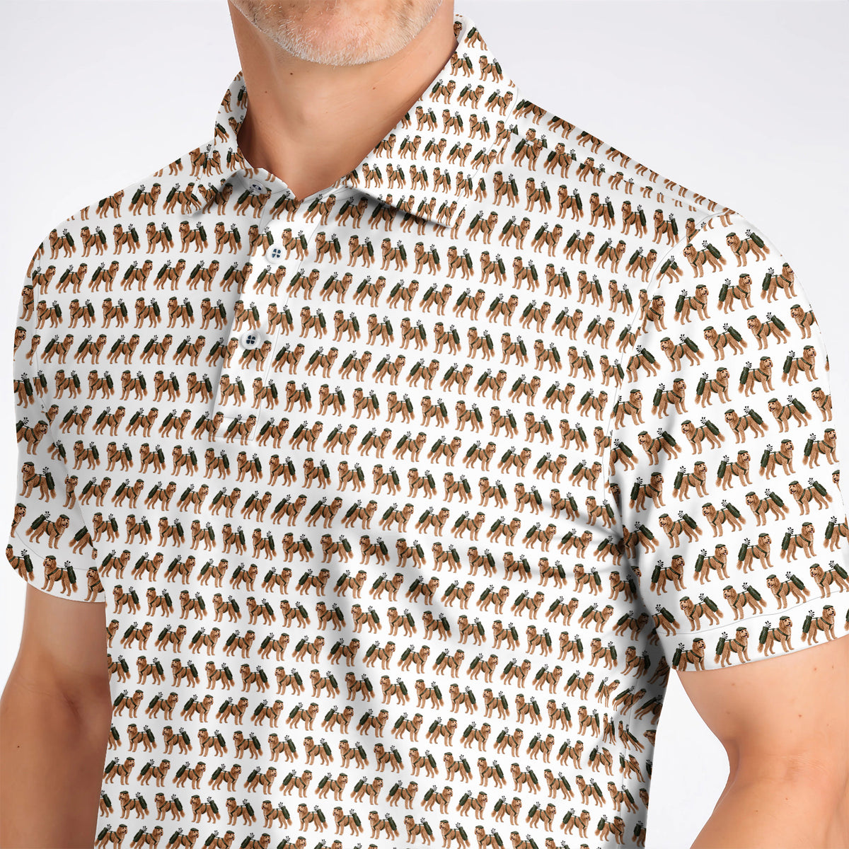 Goldendoodle Golf Polos, Funny Golfing Doodle Dog Pattern Golf Shirt, Golf Gift For Golfers