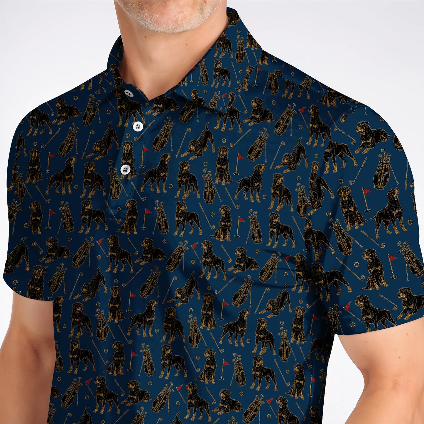 Crazy Rottweiler Golf Polos, Rottweiler Dog Pattern Golf Shirt, Golf Gift For Golfer