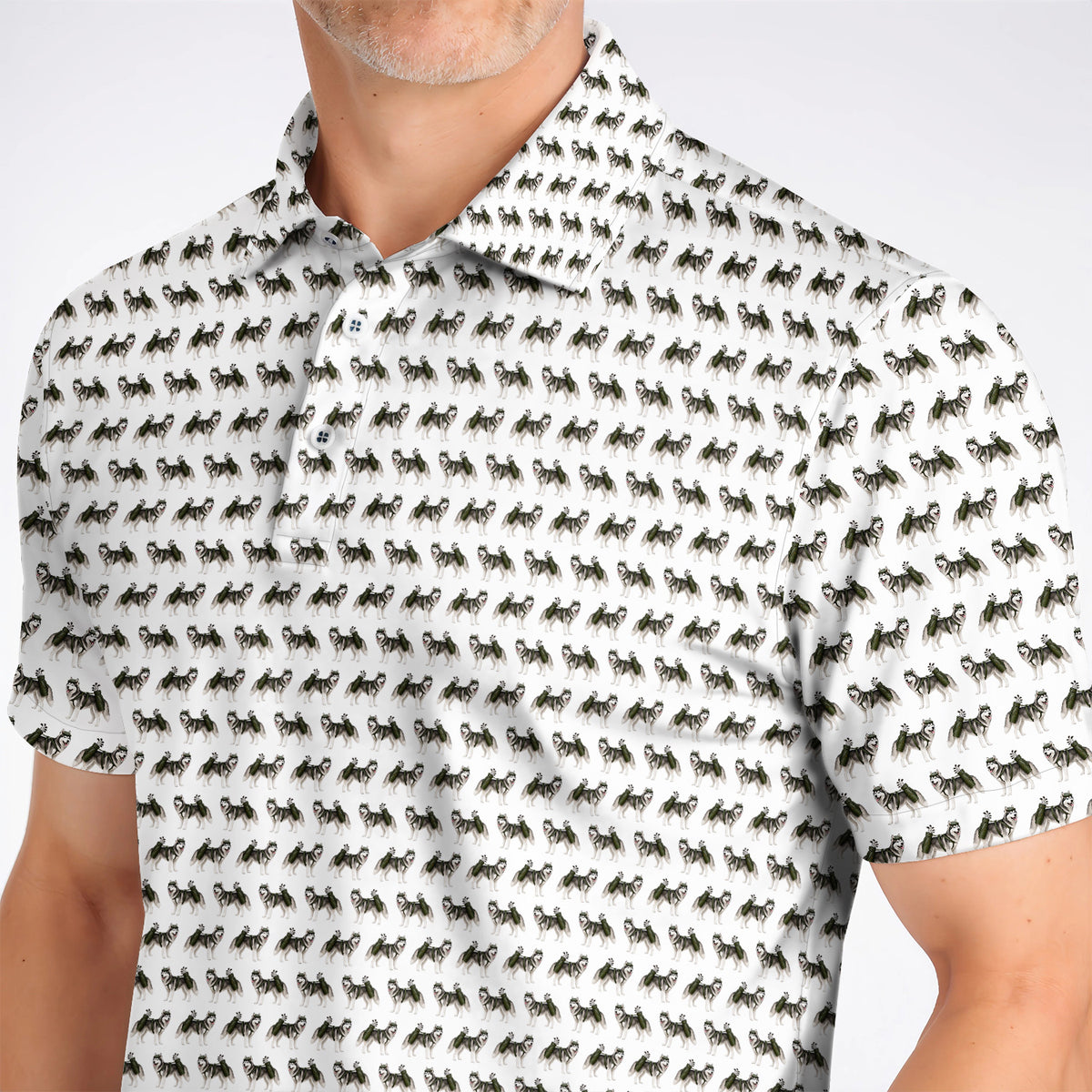 Husky Golf Polos, Husky Sibir Pattern Golf Shirt For Golfer, Funny Golf Gift For Dog Lover