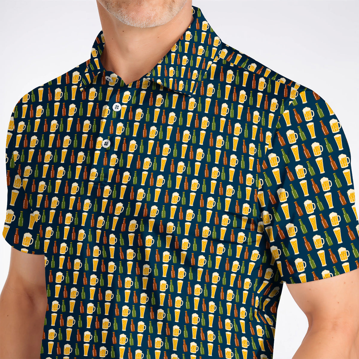 Beer Bottles Golf Polos, Vintage Beer Pattern Golf Shirt, Funny Golf Gift For Golfer