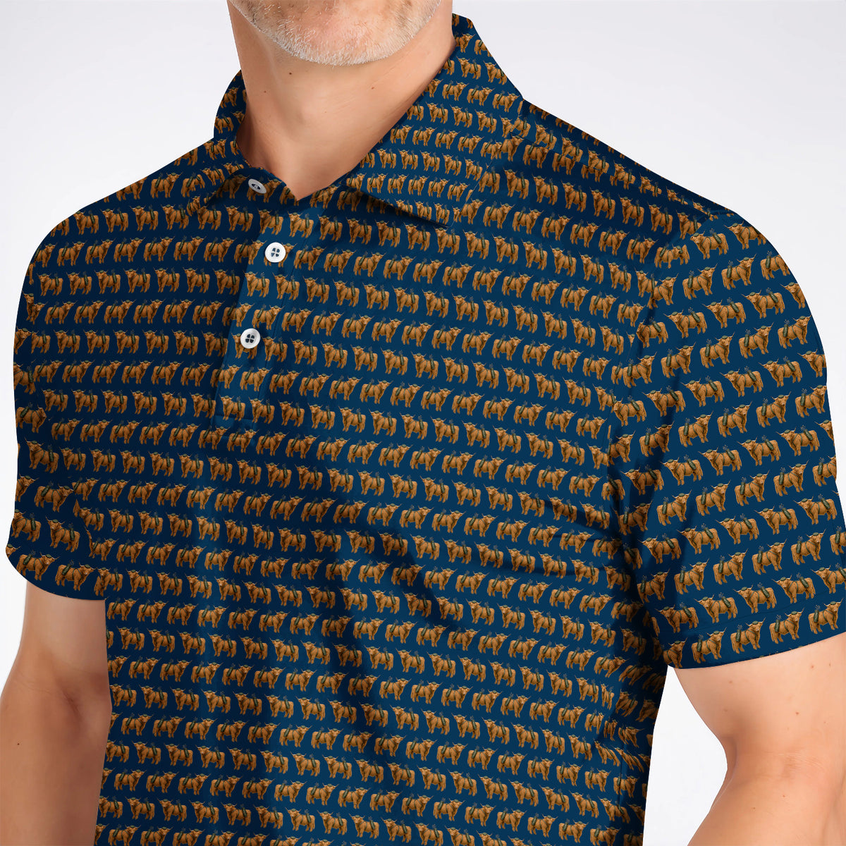 Crazy Highland Cow Caddie Polos, Highland Cow Golf Shirt, Golfer Gift For Golfers