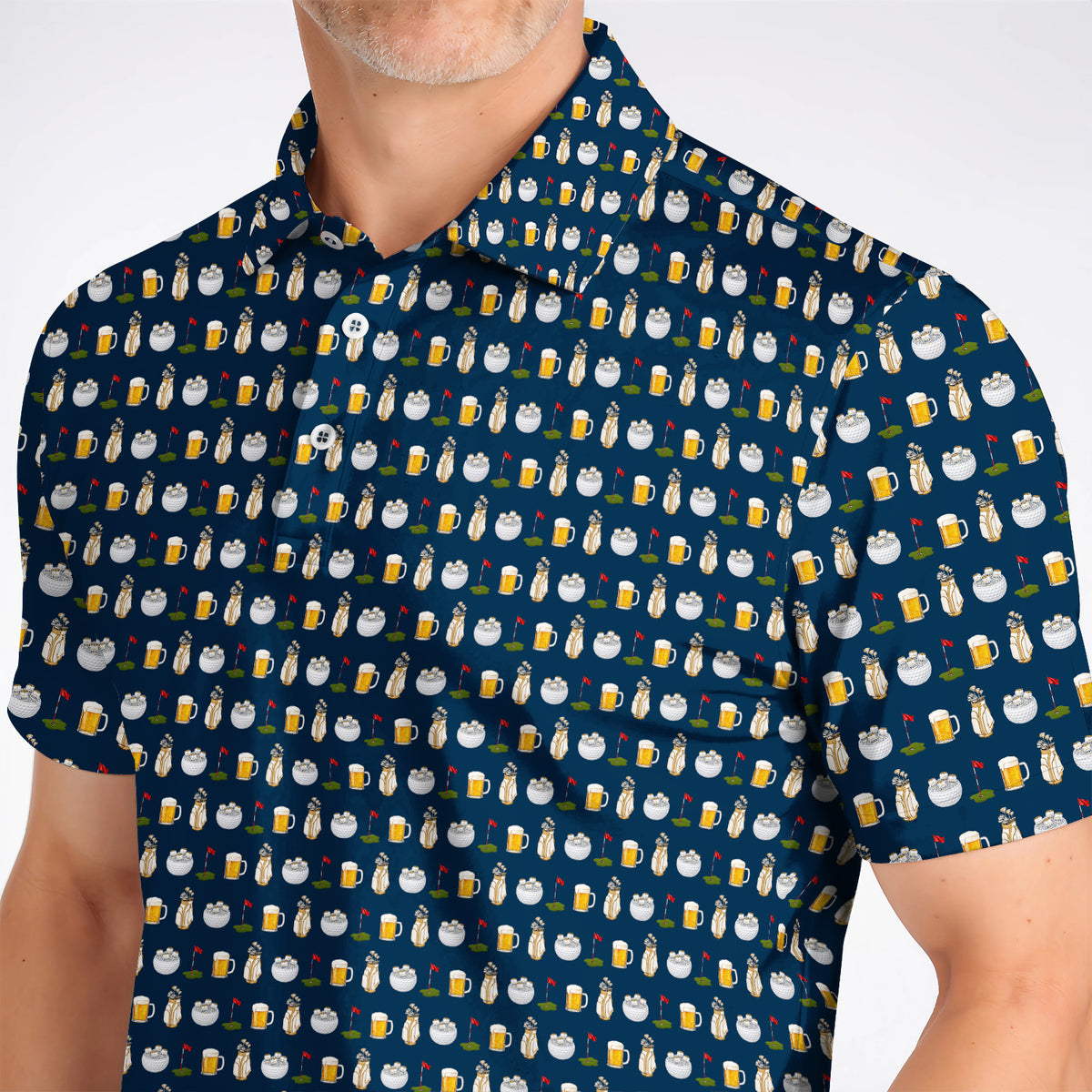 Crazy Beer Pattern Golf Polos, Beers Golf Shirt, Golf Gift For Golfer