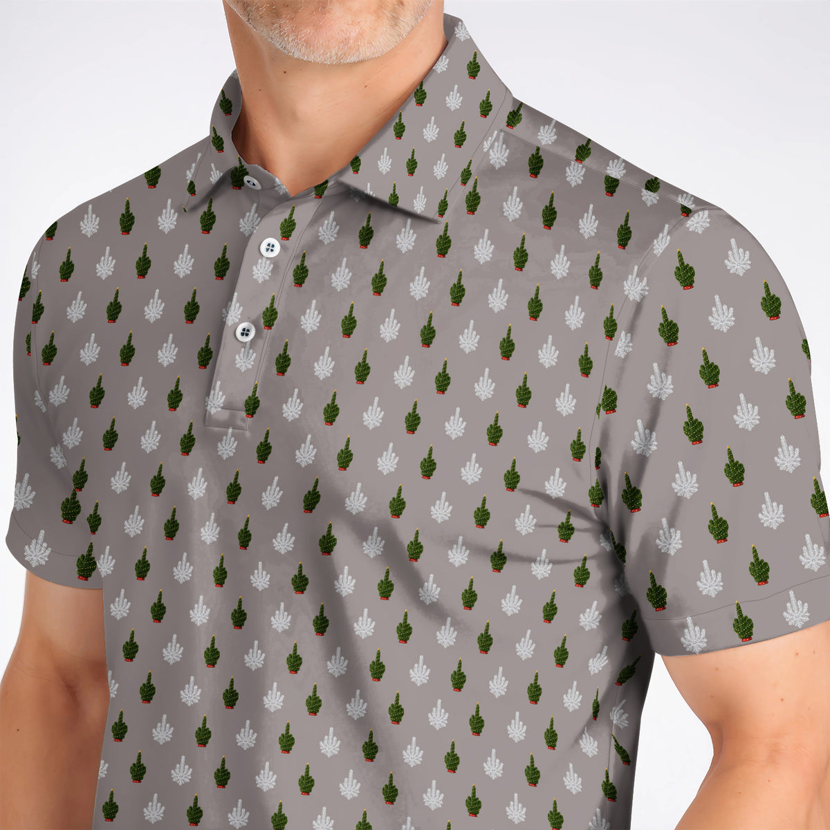 Christmas Tree Pattern Golf Polos, Xmas Golf Shirt, Funny Golf Gift For Golfer
