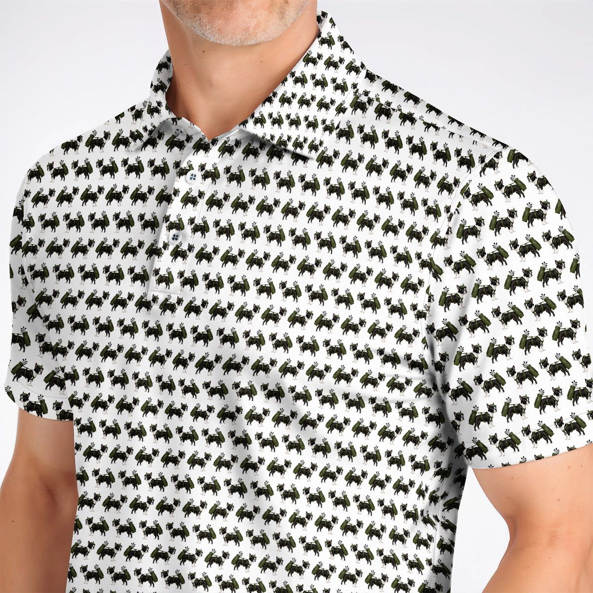 Crazy Boston Terrier Pattern Golf Shirt, Boston Terrier Golf Polos, Golf Gift For Golfer