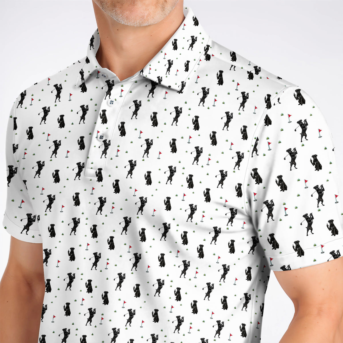 Cane Corso Middle Finger Golf Polos, Black Cane Corso Golf Pattern Shirt for Dog Lovers, Funny Golf Gift for Golfers