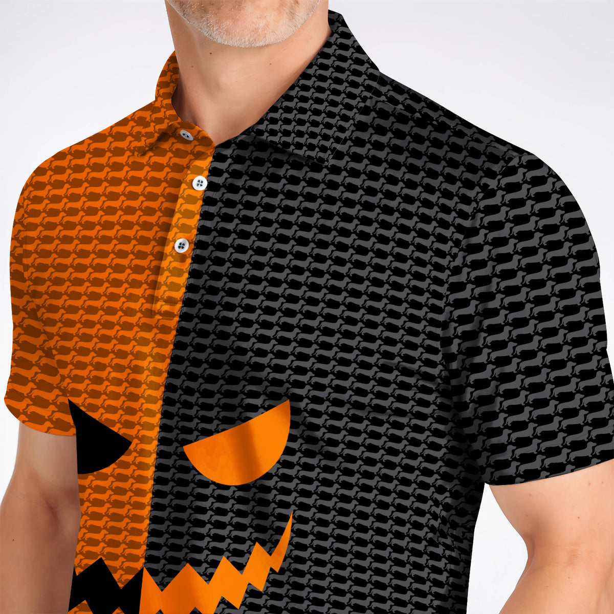 Halloween Dachshund Polos, Crazy Wiener Dog Pattern Golf Shirt, Golf Gifr For Golfer