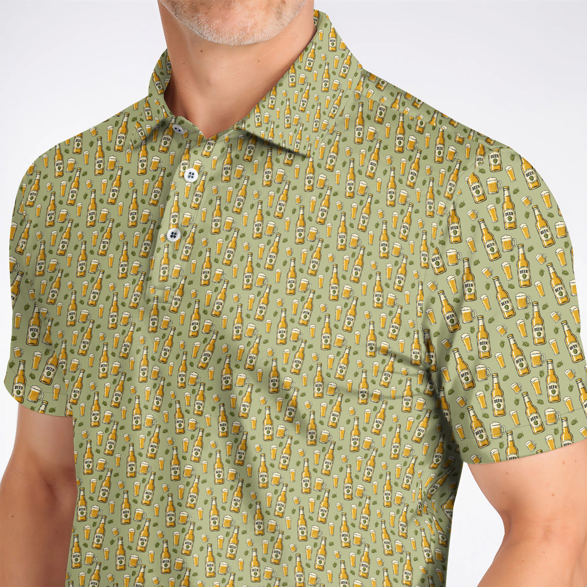 Beer Pattern Golf Shirt, Funny Beer Golf Polos, Golf Gift For Beer Lovers
