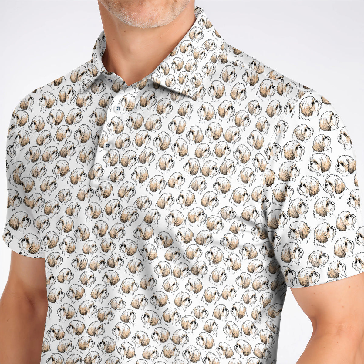Shih Tzu Golf Shirt, Cute Shih Tzu Pattern Golf Polos, Crazy Golf Gift For Dog Lover