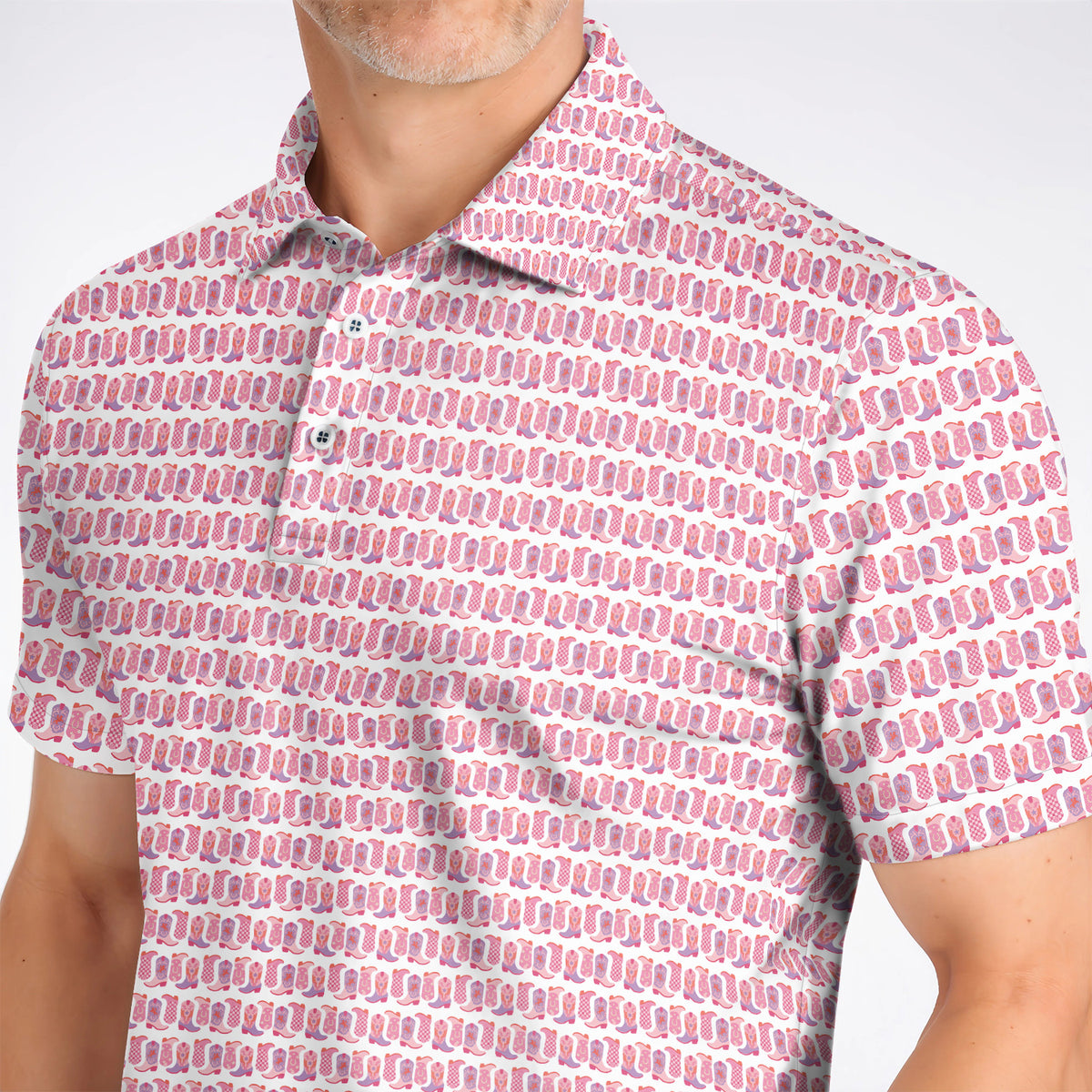 Pink Cowgirl Golf Polos, Western Cowboy Boots Pattern Golf Shirt, Crazy Golf Gift For Golfers