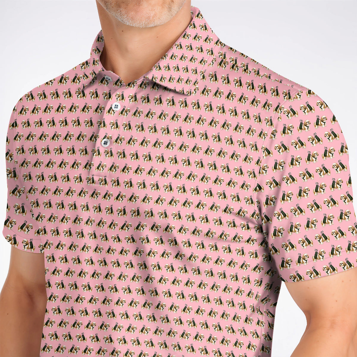 Shih Tzu Golf Polos, Cute Shih Tzu Pattern Golf Shirt, Golf Gift For Golfer