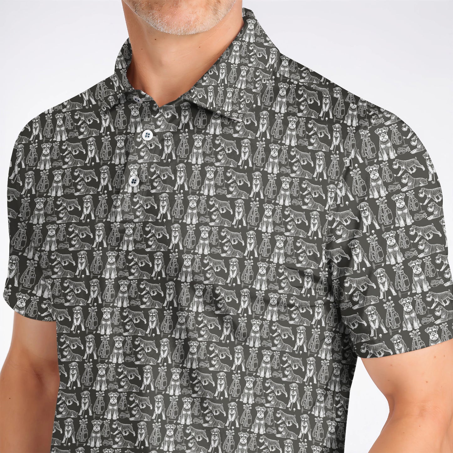 Miniature Schnauzer Golf Polos, Retro Schnauzer Golf Shirt, Crazy Golf Gift For Golfer