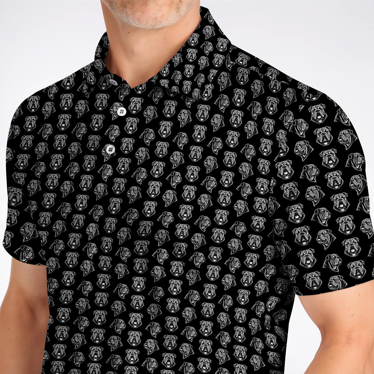 English Bulldog Golf Pattern Polos, Bulldog Golf Shirt, Crazy Golf Gift For Golfers