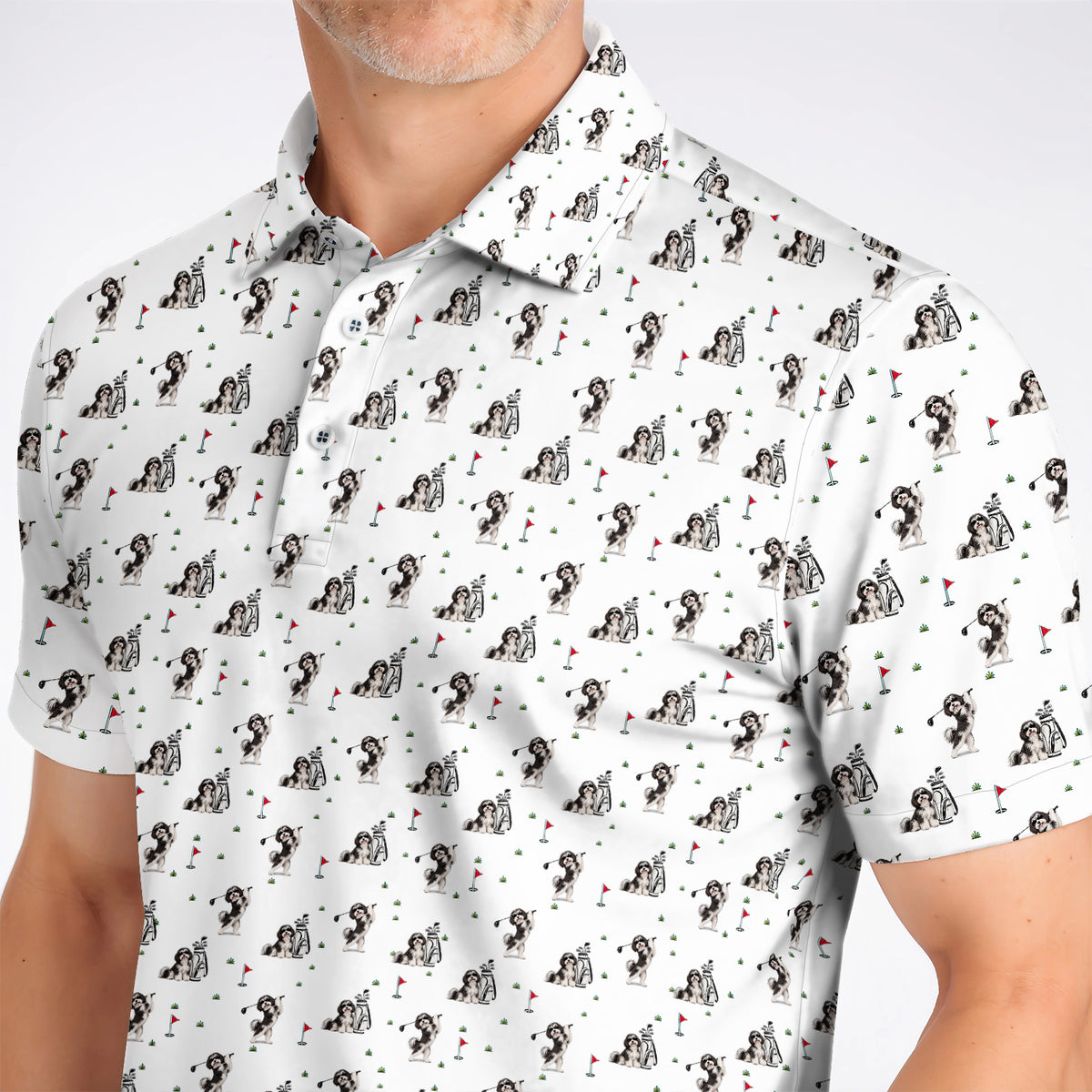 Havanese Pattern Golf Polos, Havanese Golf Shirt, Funny Golf Gift for Golfer