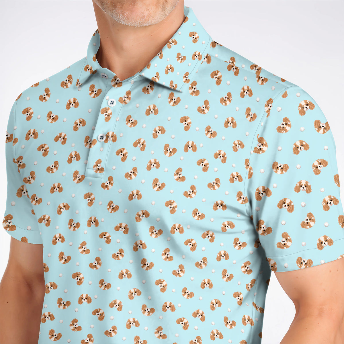 Cavalier King Charles Spaniel Golf Shirt, Funny Cute Cavalier Pattern Golf Polos, Golf Gift For Golfer