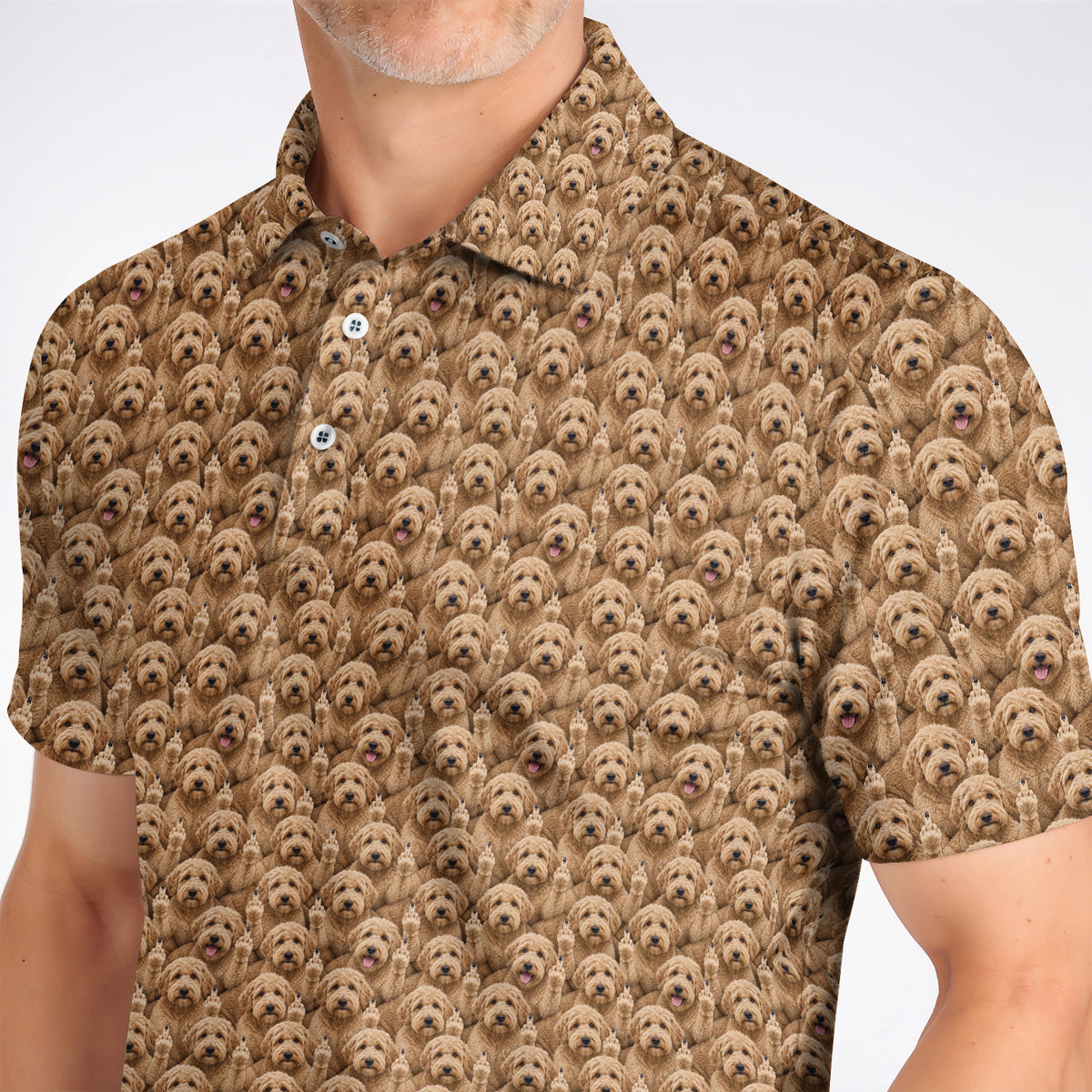 Goldendoodle Golf Polos, Funny Dog Pattern Golf Shirt, Golf Gift For Golfers