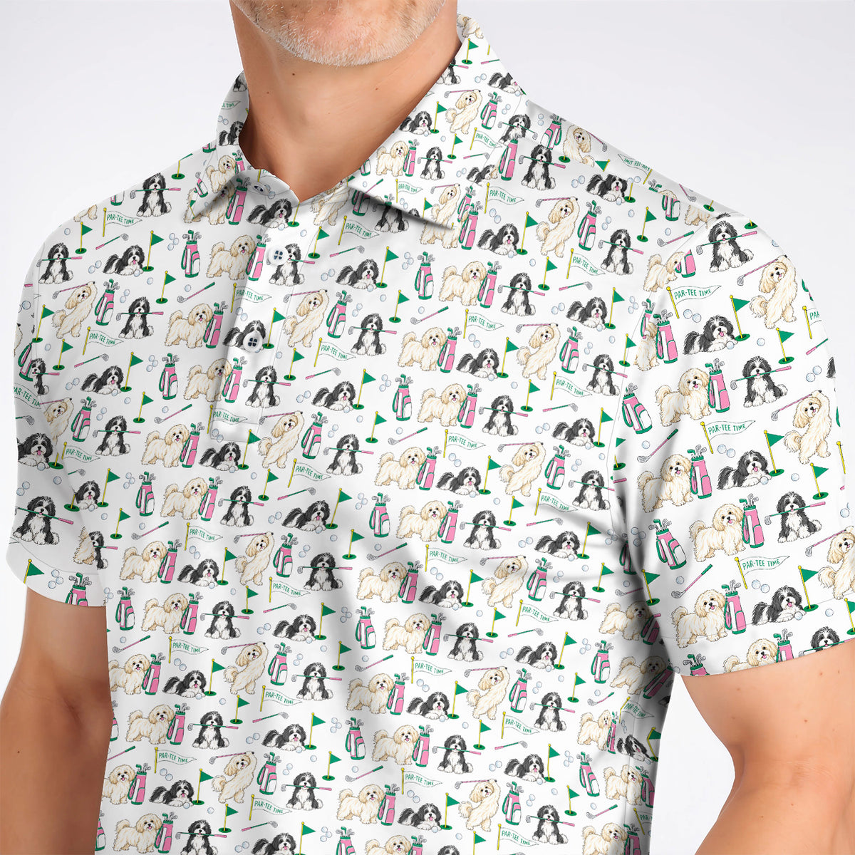 Havanese Pattern Golf Polos, Cute Havanese Golf Shirt, Crazy Golf Gift for Golfer