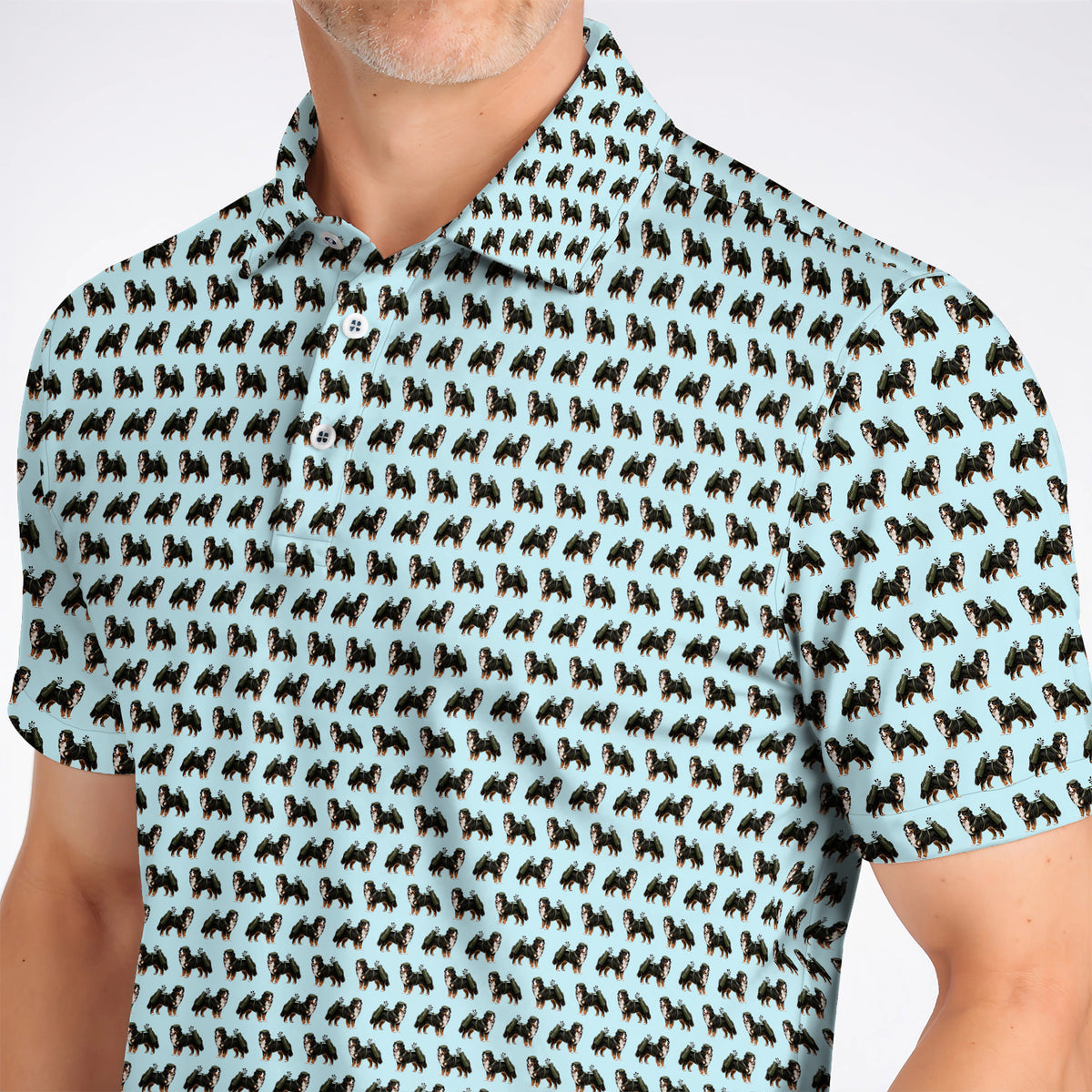 Funny Bernese Mountain Golf Pattern Polos, Bernese Golf Shirt For Dog Lover, Golf Gift For Golfer