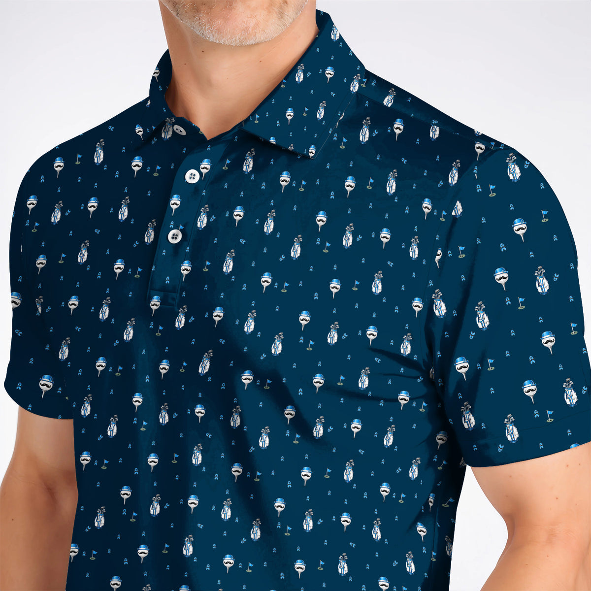 Blue Ribbon Golf Shirt, Prostate Cancer Awareness Golf Polos, Golf Gift for Golfer